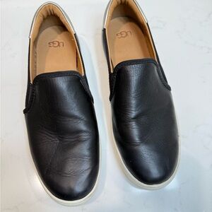 UGG Black Leather Slip-On Shoes